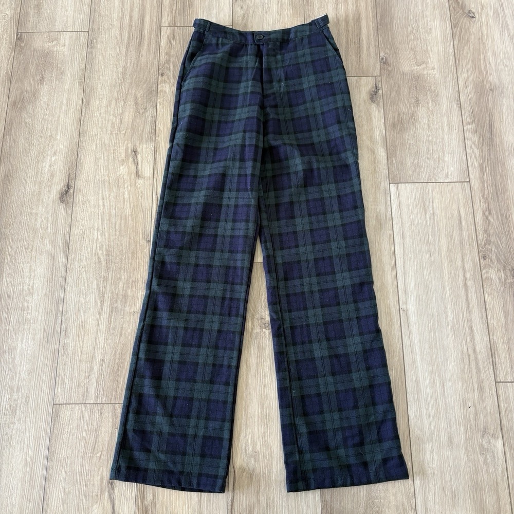 John Galt For Brandy Melville Womens Plaid Pants One Size Green Navy Academia